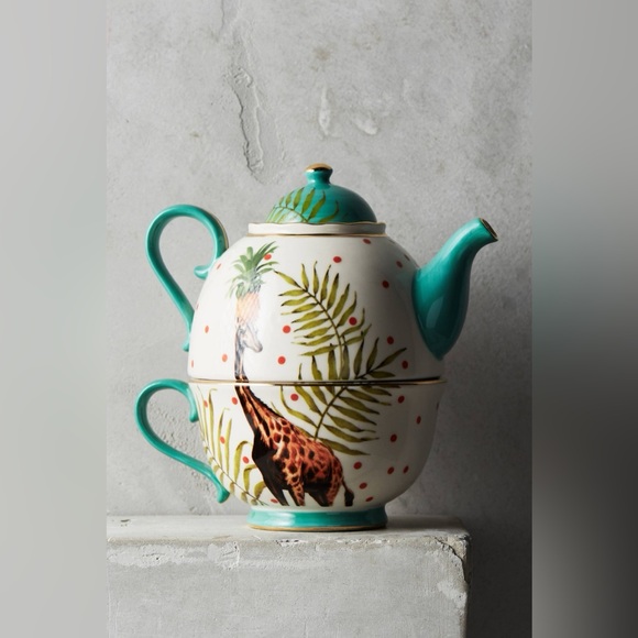 Anthropologie Other - NWT Anthropologie Yvonne Ellen Giraffe Tea For One Set Teapot And Cup
